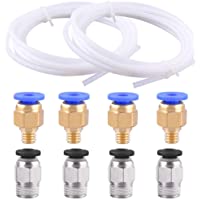 SIQUK Tubo de teflón PTFE de 2 piezas(2 metros) 4 piezas de ajuste rápido PC4-M6 4 piezas de ajuste neumático recto PC4…